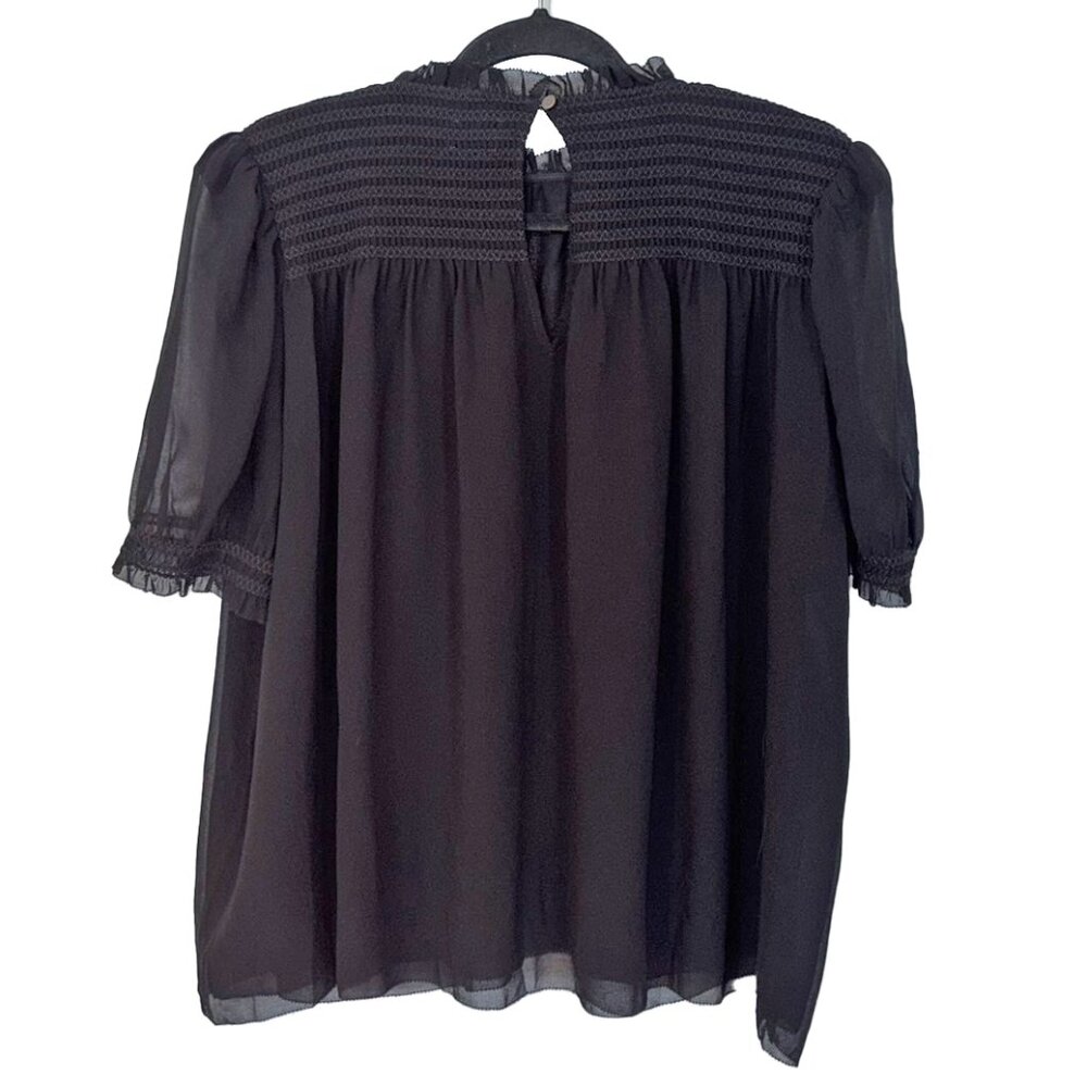 Aritzia Wilfred Semi-Sheer Black Chiffon Wuthering Blouse - Size L - Picture 3 of 6